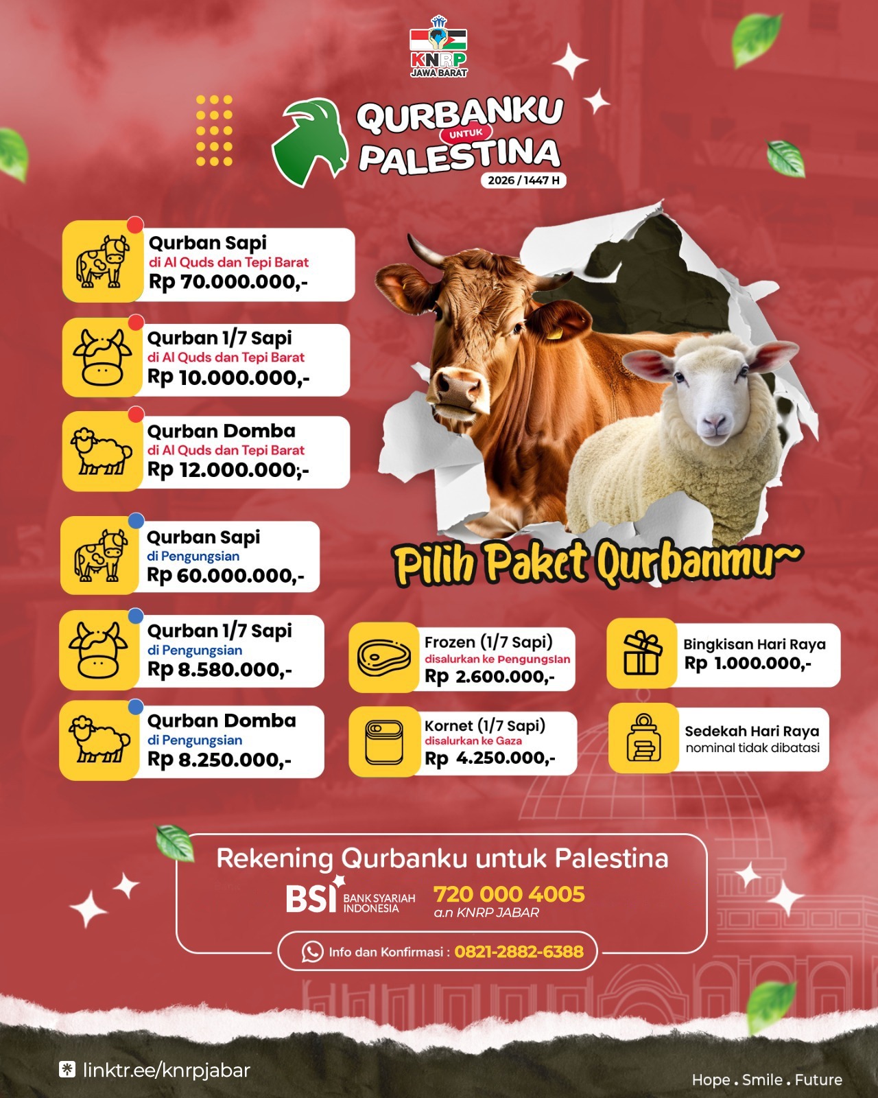 Klik logo WhatsApp, Tanya Admin Qurbanku untuk Palestina 2026